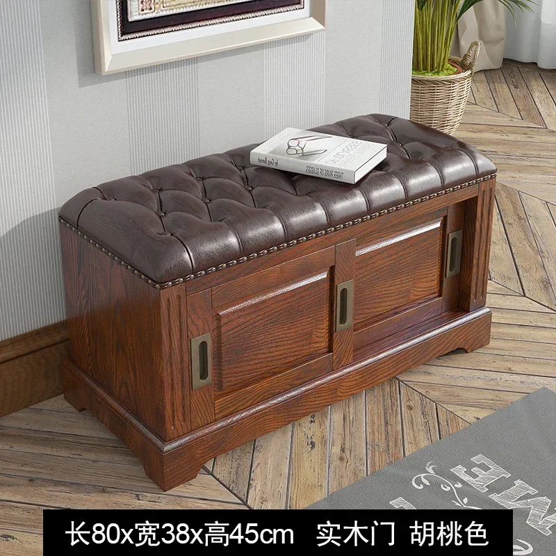 GZ-17  Sitting shoe cabinet, solid wood storage at the door of the home, multi-functional entrance entrance, shoe stool