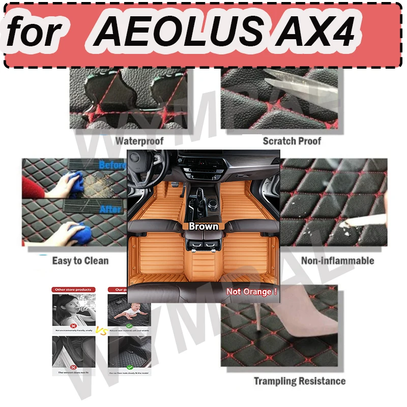 

LUXURY For AEOLUS AX4 2017 2018 Car Floor Mats Custom Auto Foot Pads Automobile Carpet Cover Interior Accessories