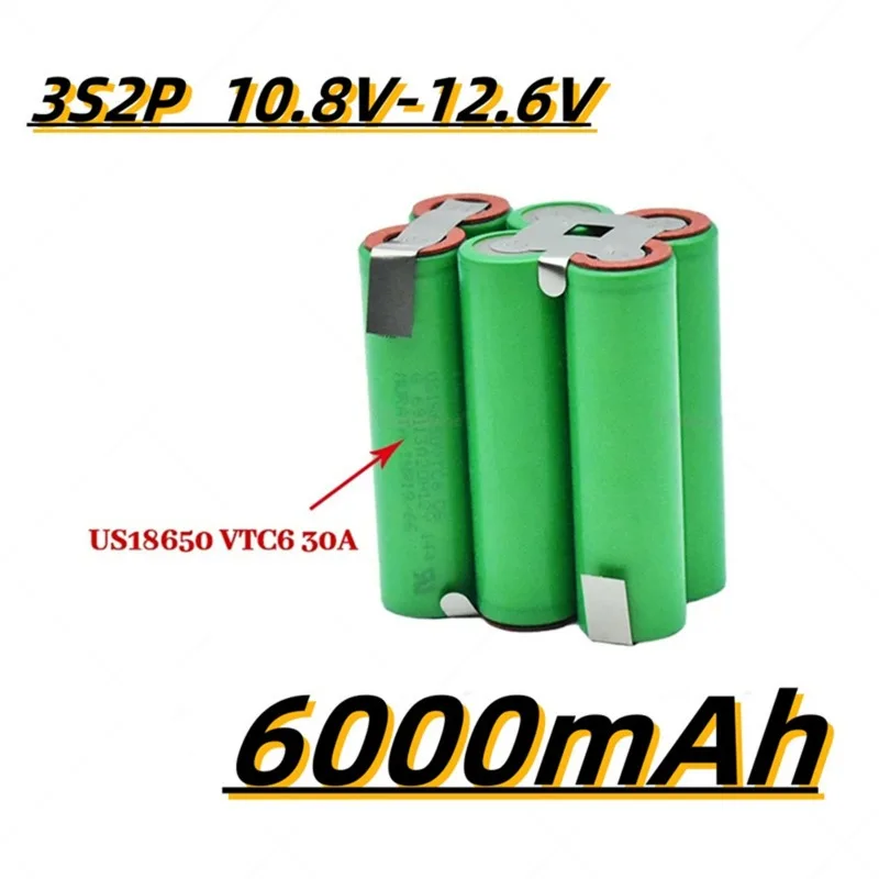 Original 18650 Battery Pack VTC6 3000-6000mAh 2S1P-6S2P High Capacity Customizable Suitable for Screwdriver Welding Battery