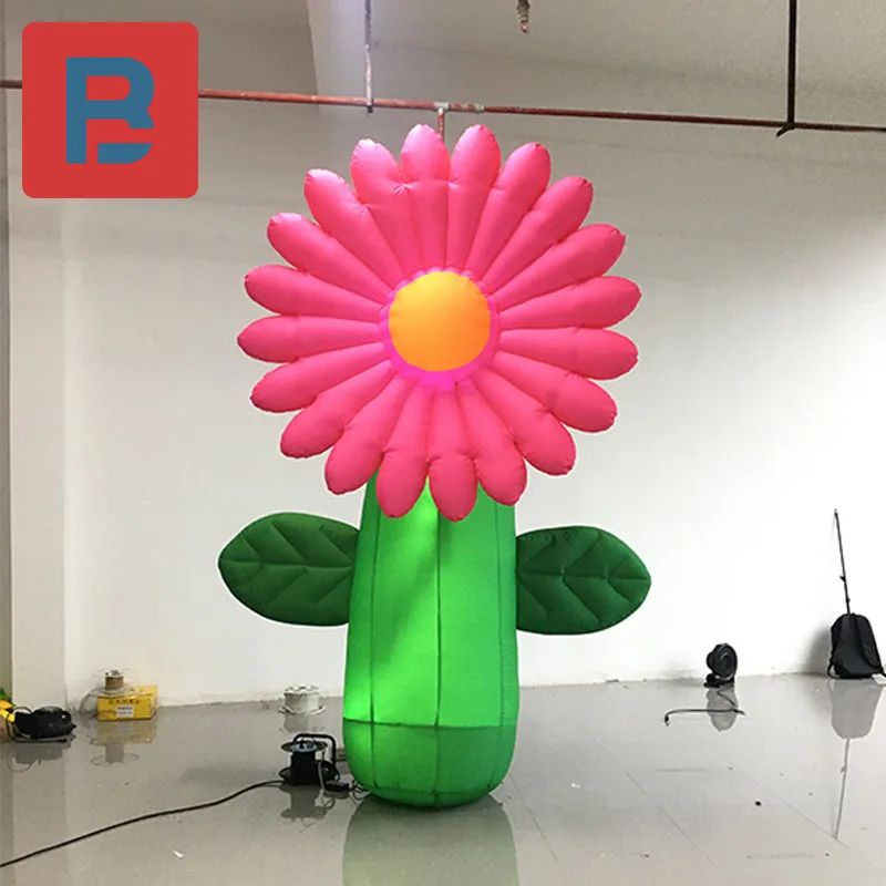 Inflatable Daisy Air Model Party flower plants line up in the courtyard to decorate the lighting arrangement of shopping malls