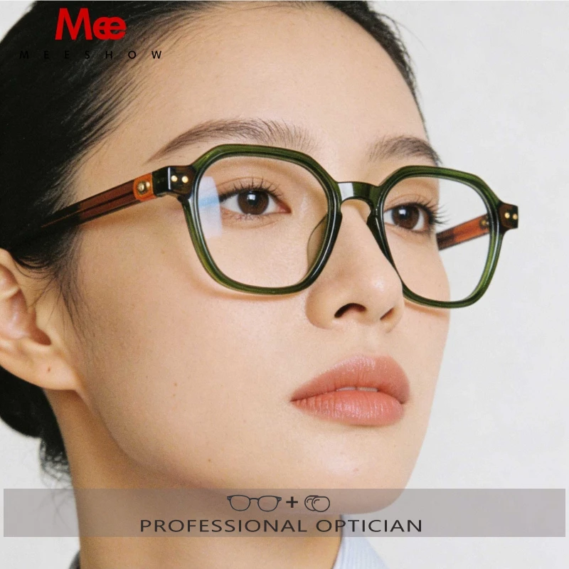 MEESHOW Handmade Acetate Prescription Glasses Offical DESIGN Glasses  Men Women Quality Myopia Customize Optical Eyewear 1513