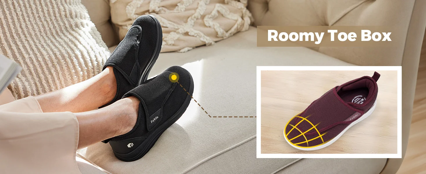 FitVille Diabetiker-Schuhe Extra Breite Gehschuhe für Senioren Hallux-Valgus Orthopädische Schuhe Verstellbare Daumen-Eversionshilfe für Geschwollene Füße – Detail 9