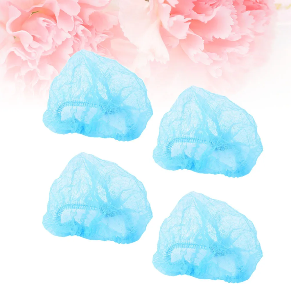 

10Pcs Disposable Non-Woven Hair Net Breathable Bouffant Caps for Makeup Lab Cleaning Food Blue Disposable Caps