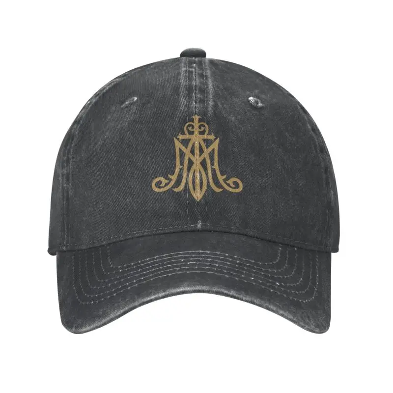 

Fashion Unisex Cotton Virgin Mary Monogram Ave Maria Baseball Cap Adult Catholic Christian Adjustable Dad Hat Men Women Hip Hop