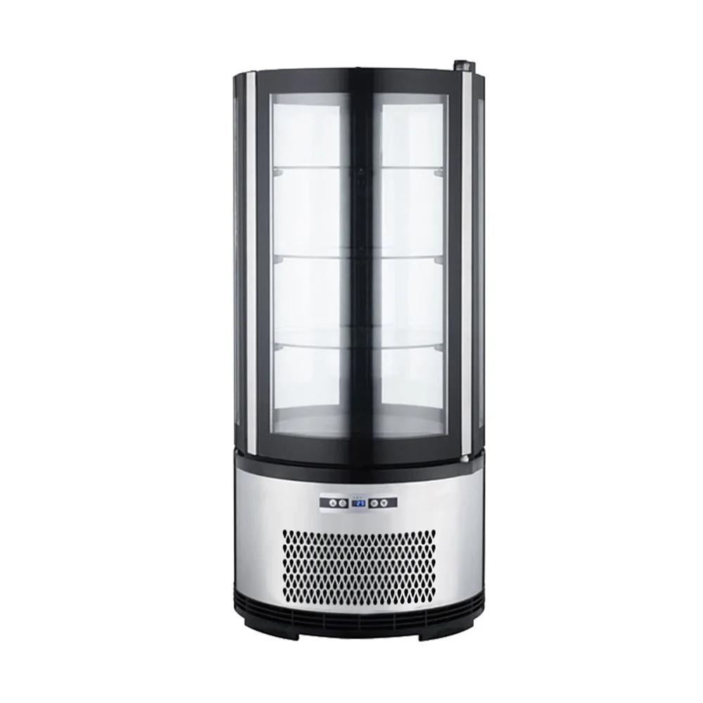 

Round multi-layer rotating glass door fresh-keeping display cabinet, vertical small commercial cake refrigeration