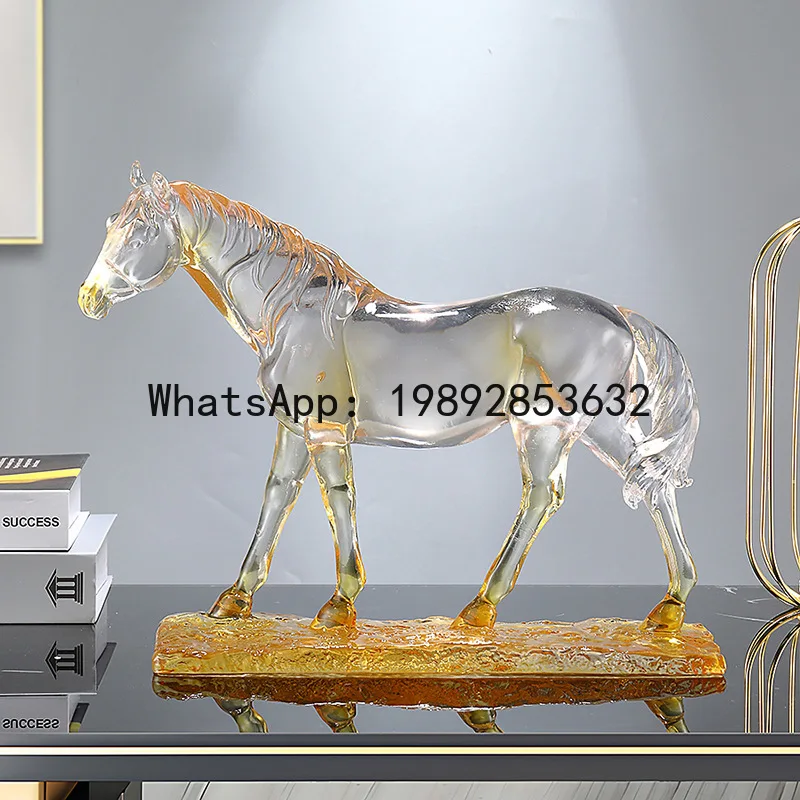 

A1 Resin Handicrafts Simulation Animal Sculpture Horse Ornament Transparent Colored Horse Decorative Figurines Home Decoration