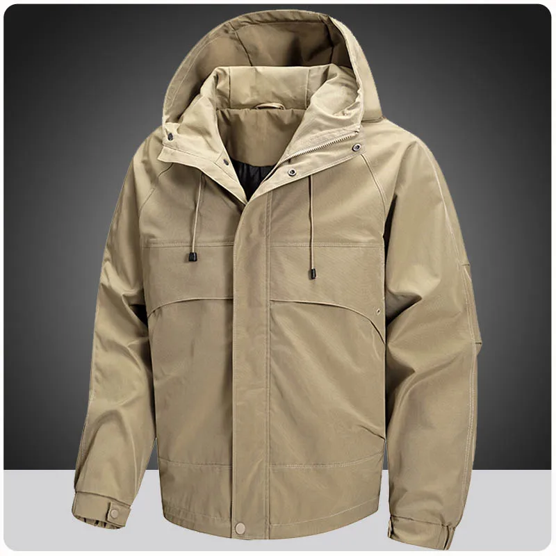 

Весенне-осенние мужские повседневные ветровки, походные куртки для кемпинга, уличные водонепроницаемые пальто в стиле милитари с капюшоном, одежда-карго для пар