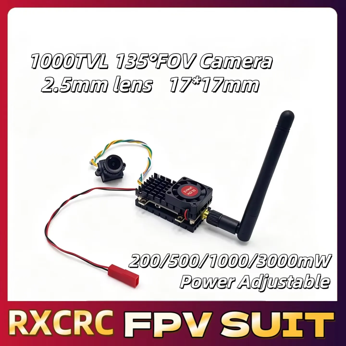 RXC 5.8G 3W Power VTX transmitter with a 1000TVL 135°FOV 2.5mm lens Camera,Suitable for remote-controlled flying racing drones.