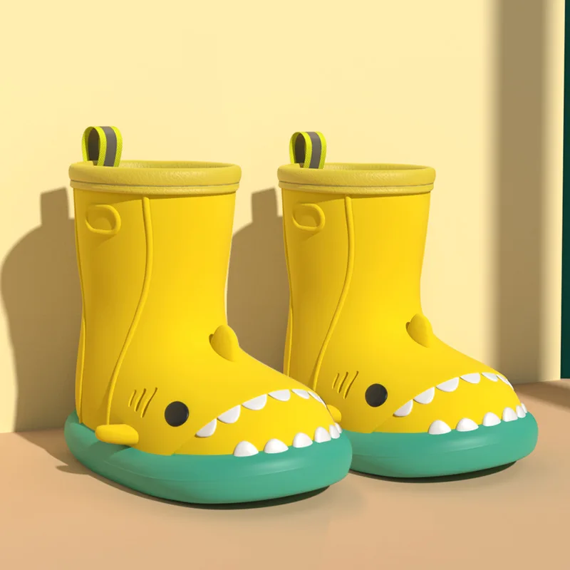 

Boys Cute Popular Waterproof Soft Soled shoes Girls Parent Children Shark Rain Boots kids Summer Anti Slip Cartoon Water Boots