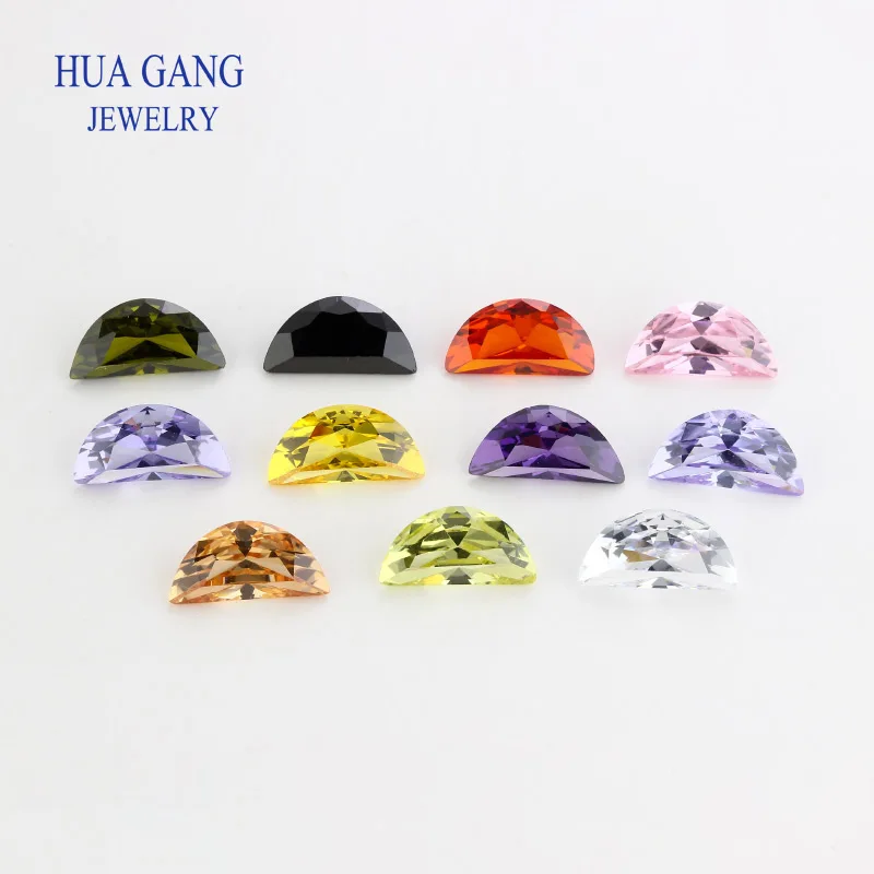 Synthetic Gems Colour Half-Moon-Shaped Cubic Zirconia Brilliant Cut Loose CZ Stone Beads For Jewelry White Garnet Lavender