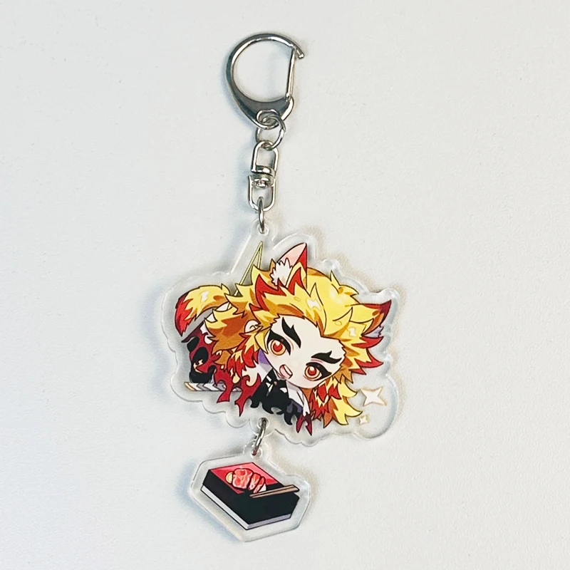 Anime Rengoku Kyoujurou Iguro Obanai Cosplay Acrylic Figure Phone Keychain Student Backpack Pendant Accessories Kids Xmas  Gift