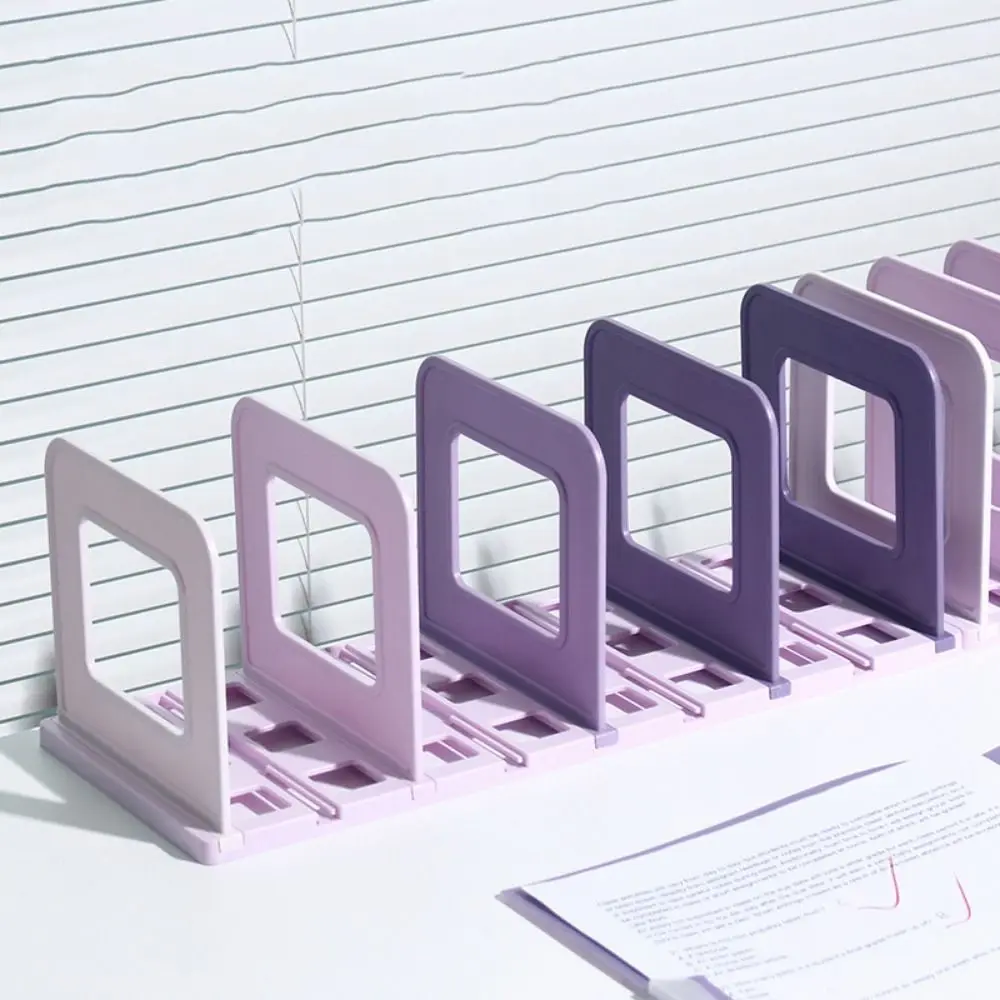 Adjustable Detachable Bookends Non-slip 8 Compartments Vertical Book Holder Dividers Space Saving File Storage Bookshelf
