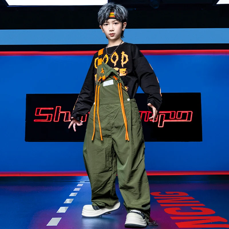 Korean Fashion Kinder Hip Hop Overall Anzug Dance Rapper Kleidung Set Junge Mädchen Hiphop Streetwear Kinder Bühne Leistung Uniform
