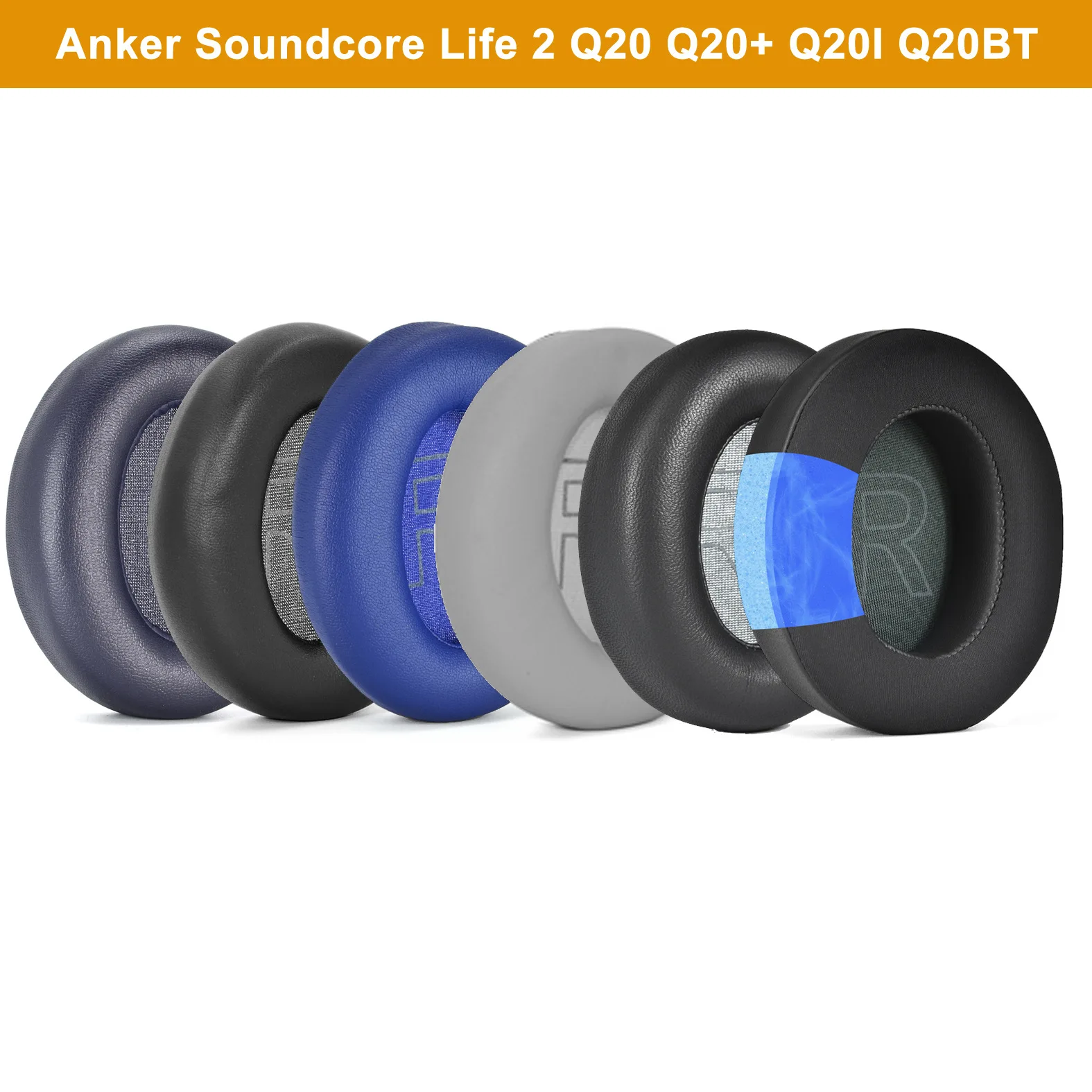 

Replacement Ear Cushion for Anker Soundcore Life Q20 Q20+ Q20I Q20BT Headphone Cooling Gel Earpads Mesh Sleeve Pad Earmuffs