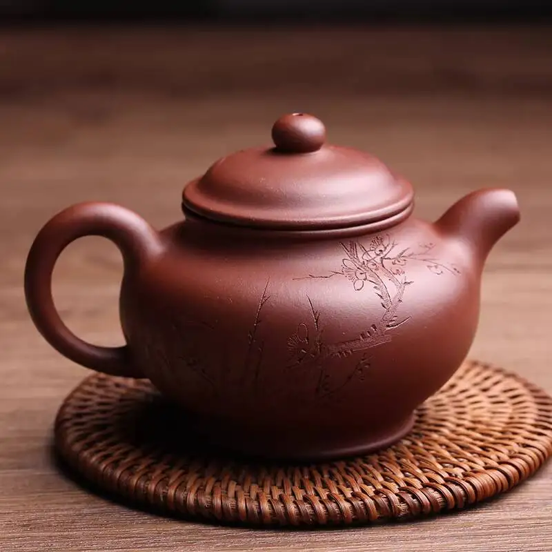 Yixing Original Mineral Purple Clay A Master's Handcrafted Stone Scoop Teapot, Single Pot, Kung Fu Set, Tea Utensils