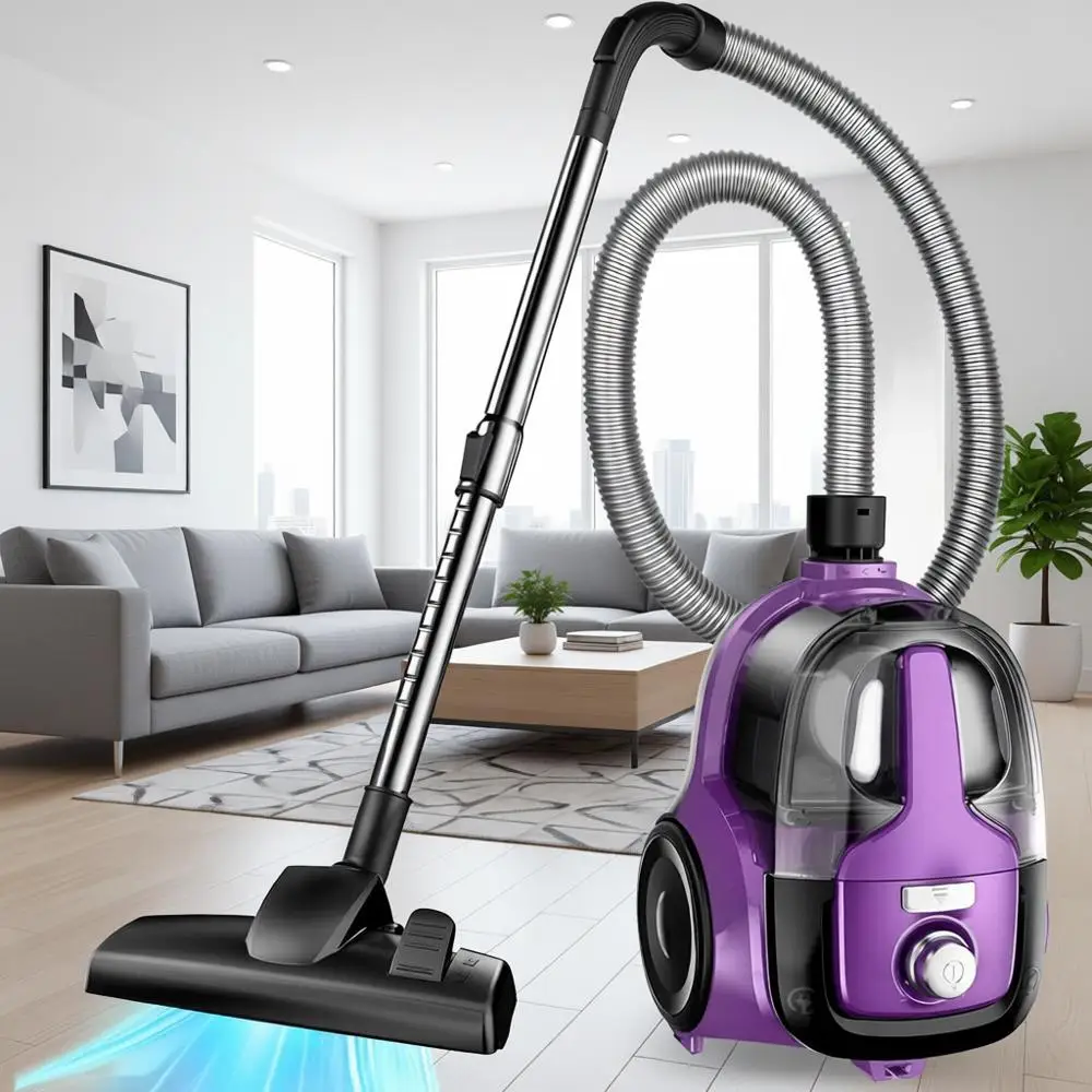 

Powerful Suction Canister Vacuum Cleaner with Auto Cord Rewind, HEPA Filter, Corded for Hard Floors, Carpets, Pet & Rental Frien