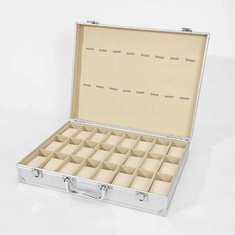 Large Capacity Watch Storage Box Luxury Metal Convenient Watches Boxes for Home Use Compartment Storage Case with Lock and Lid