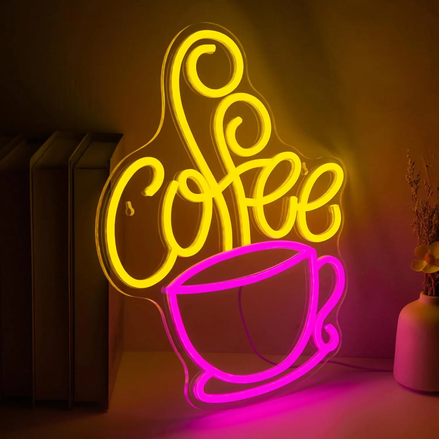 Kaffee-Neonschild, USB, dimmbar, LED-Neonlicht für Küche, Café, Bar, Bereich, Café, Lounge, Heimdekoration, ästhetische Wandleuchte