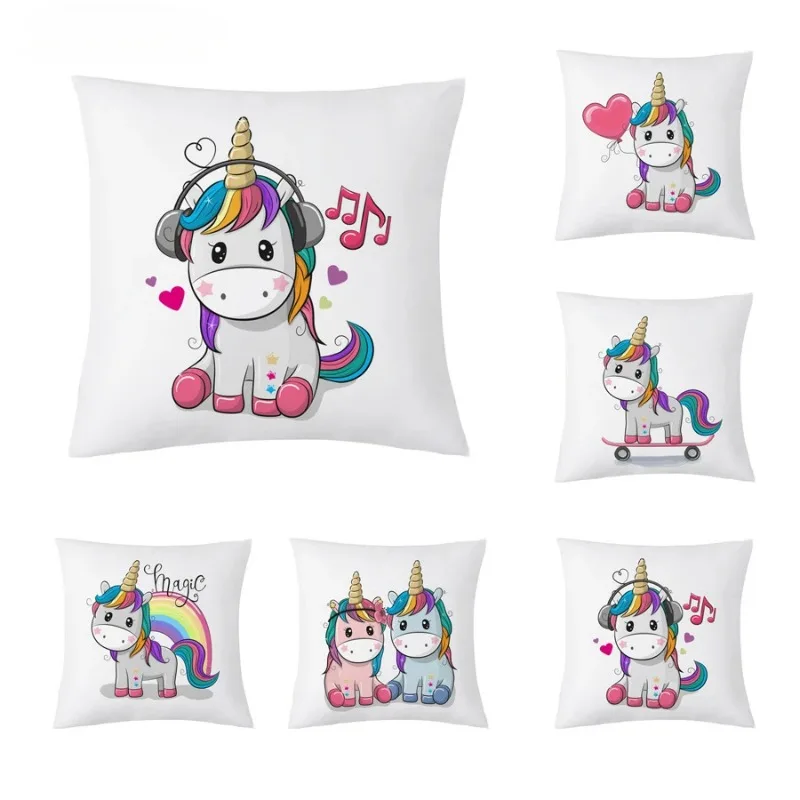 

Unicorn Cushion Cover Creative Unicorn Polyester Throw Pillow Case Cute Cartoon Unicorn Decorative Pillowcase Cushion Cover