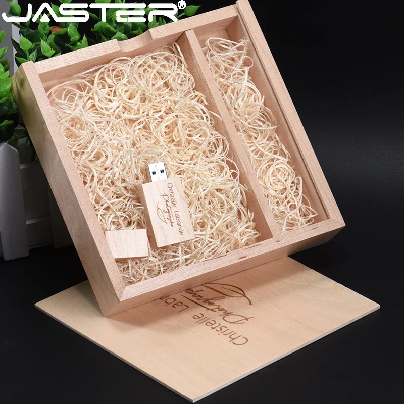 ألبوم صور JASTER خشب usb + صندوق ذاكرة عصا بندريف 8 جيجابايت 16 جيجابايت 32 جيجابايت 64 جيجابايت تصوير هدية شعار مجاني (170*170*35 ملم) عصا usb