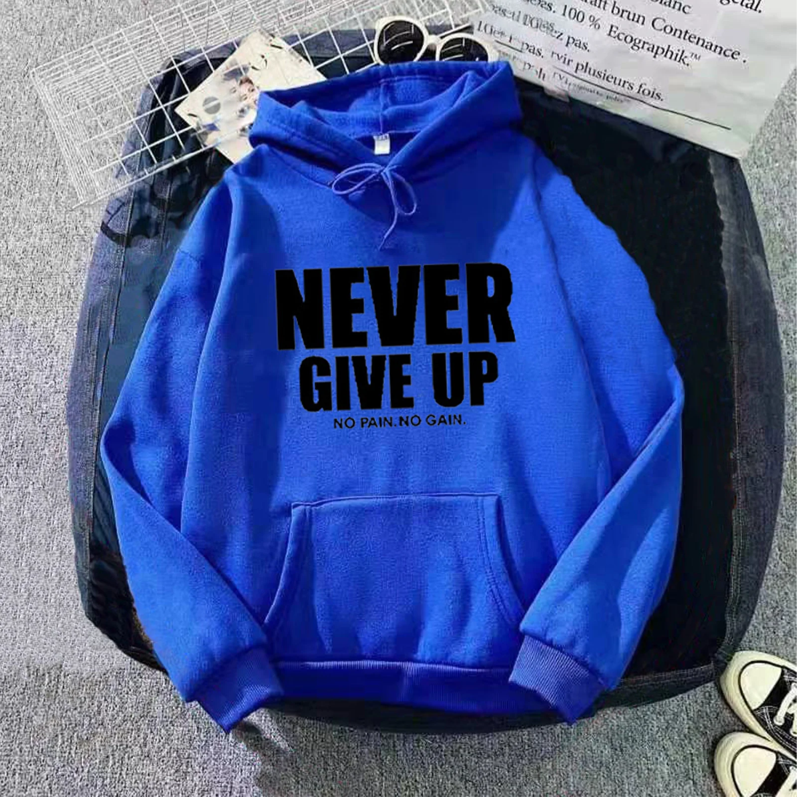 

Women Letter Graphic Sweatshirt Stylish Drawstring Hoodie Long Sleeve A Big Pockets Pullover Tops for Daily Casual Work Office