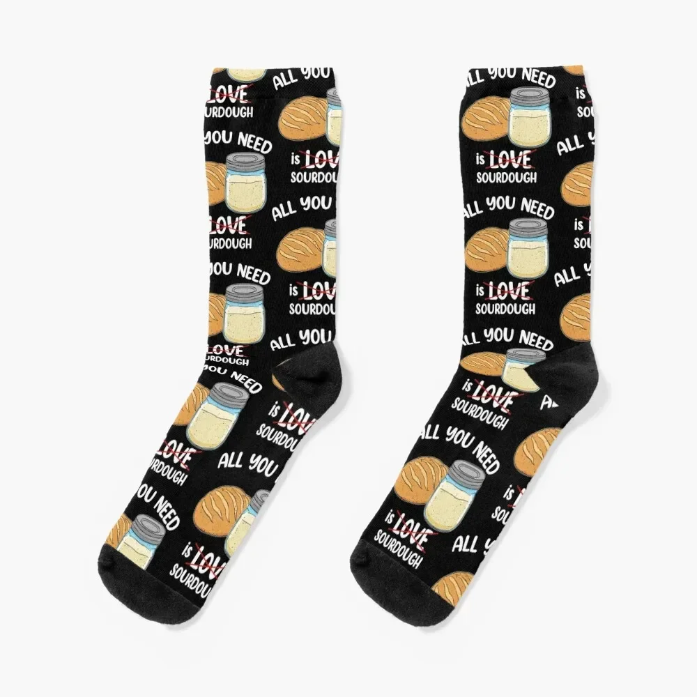 Sourdough Baker All You Need Is Sourdough Bread Baker design Socks cartoon Soccer man Boy Child Socks Women's