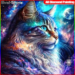 EverShine Diamond Painting Animal AB Drill Mosaic Cat Full Square Embroidery Starry Sky Cross Stitch Rhinestones Decor For Home