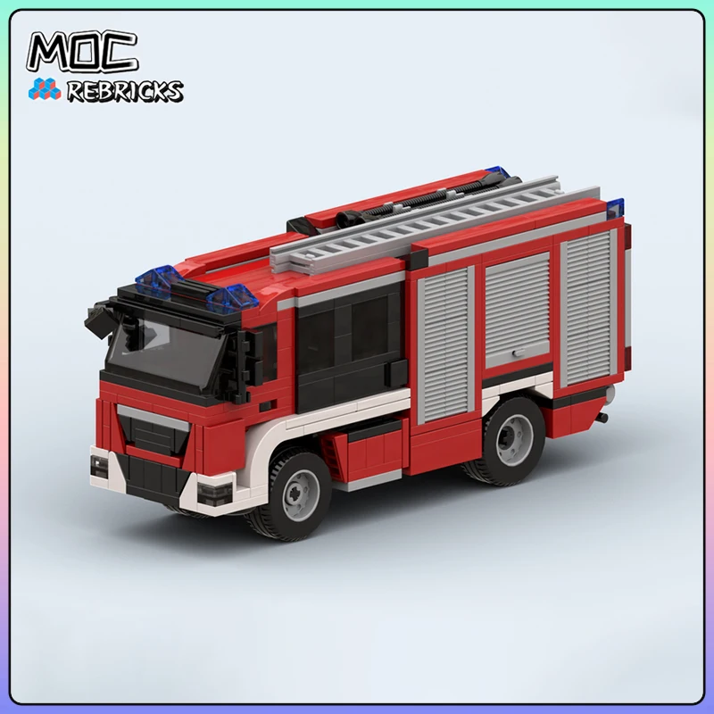 City Series Classic MOC Bricks Red Fire Engine 501pcs Building Block Model Kits DIY Assembling Display Toys Adult Christmas Gift