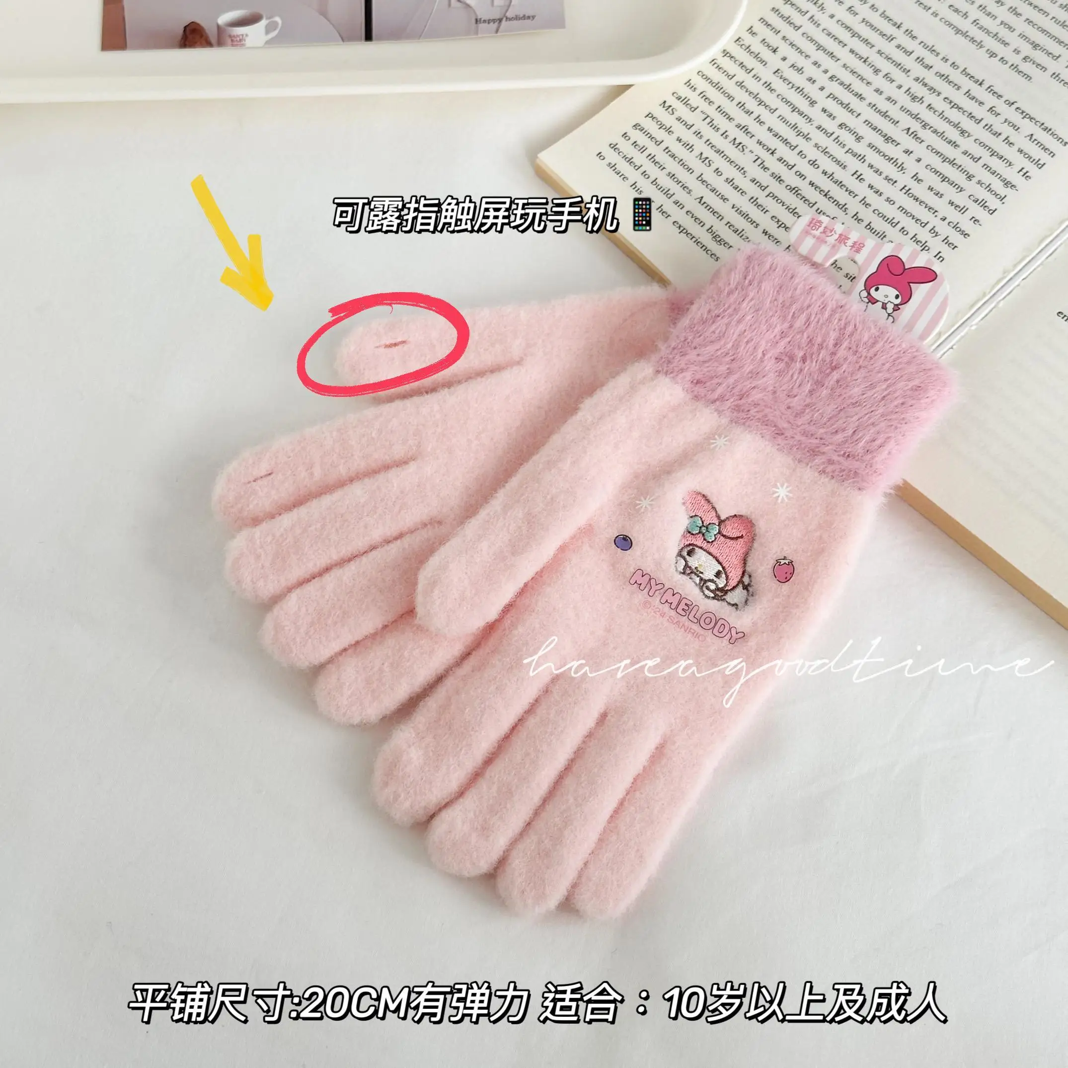 

Sanrio Kuromi My Melody Kawaii Melody Warm Children Toddler Knitted Gloves Outdoor Warm Fingerless Gloves Girls Christmas Gift