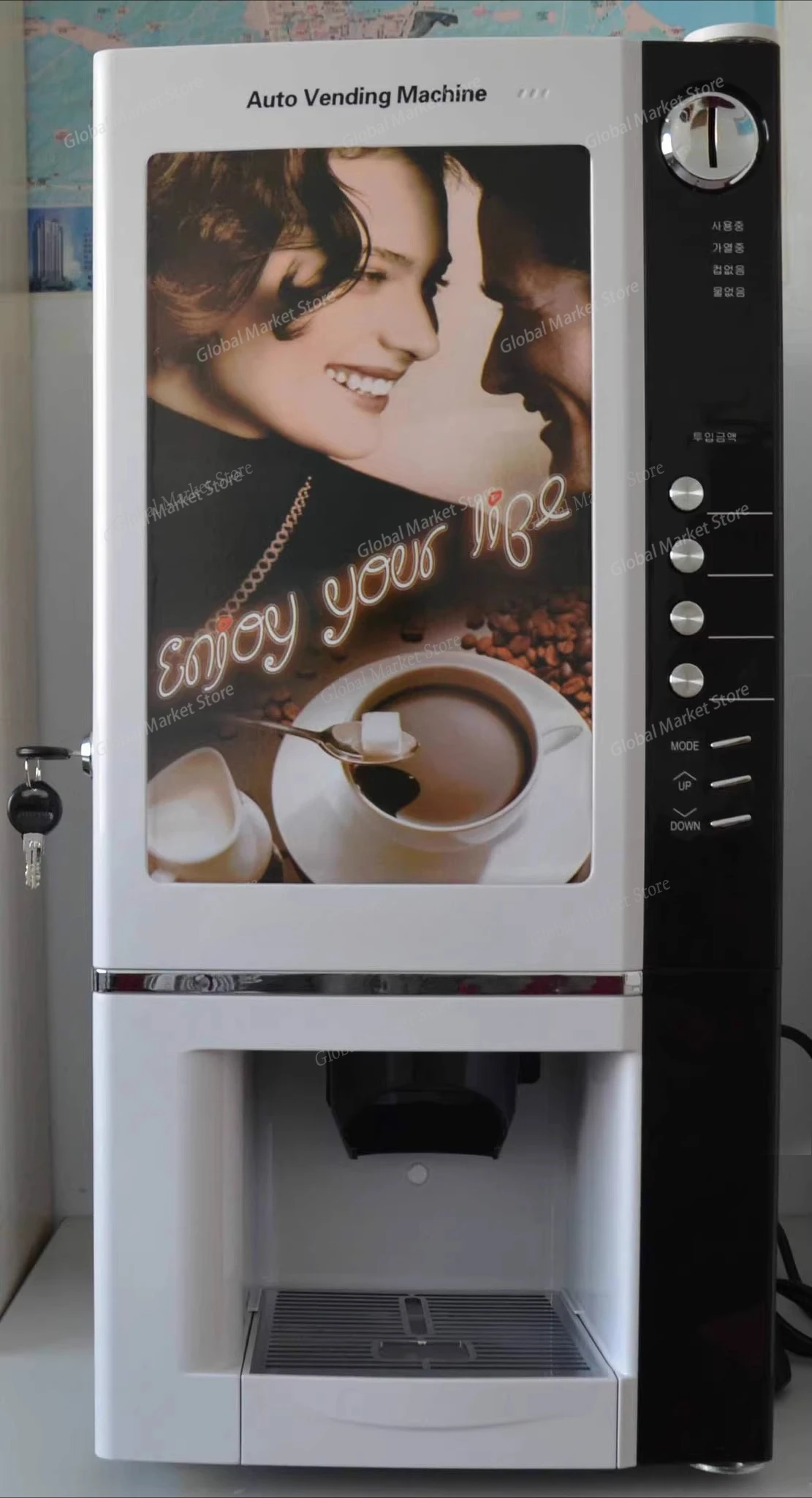 

Fully automatic coin-operated coffee machine 803, self-service restaurant 4s store, restaurant two-hopper fruit drink machine