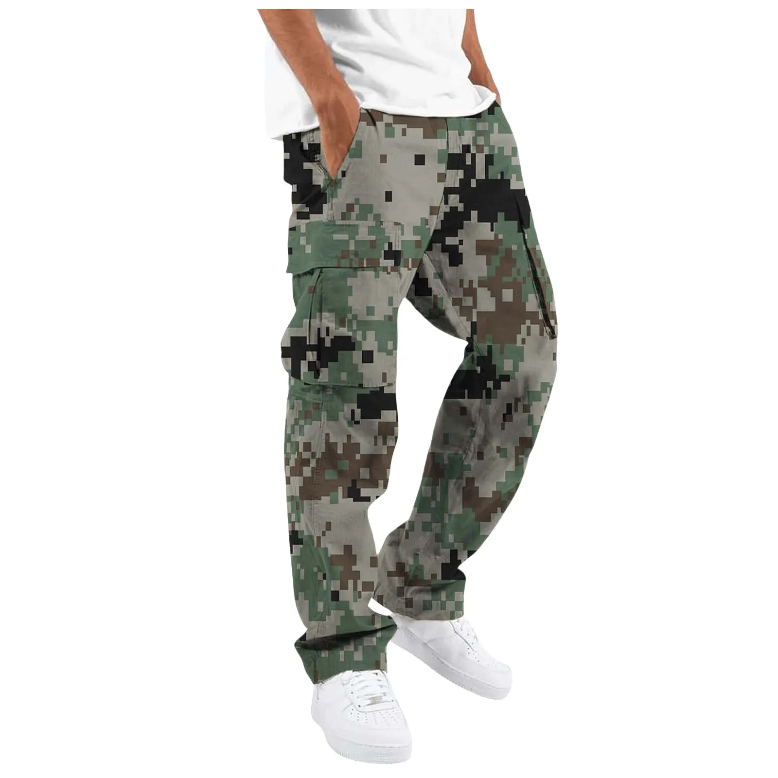 Men's Camouflage Outdoor Tactical Hiking Pant 3D Printed Drawstring Elastic Overalls Daily Holiday Comfortable Pants Streetwear