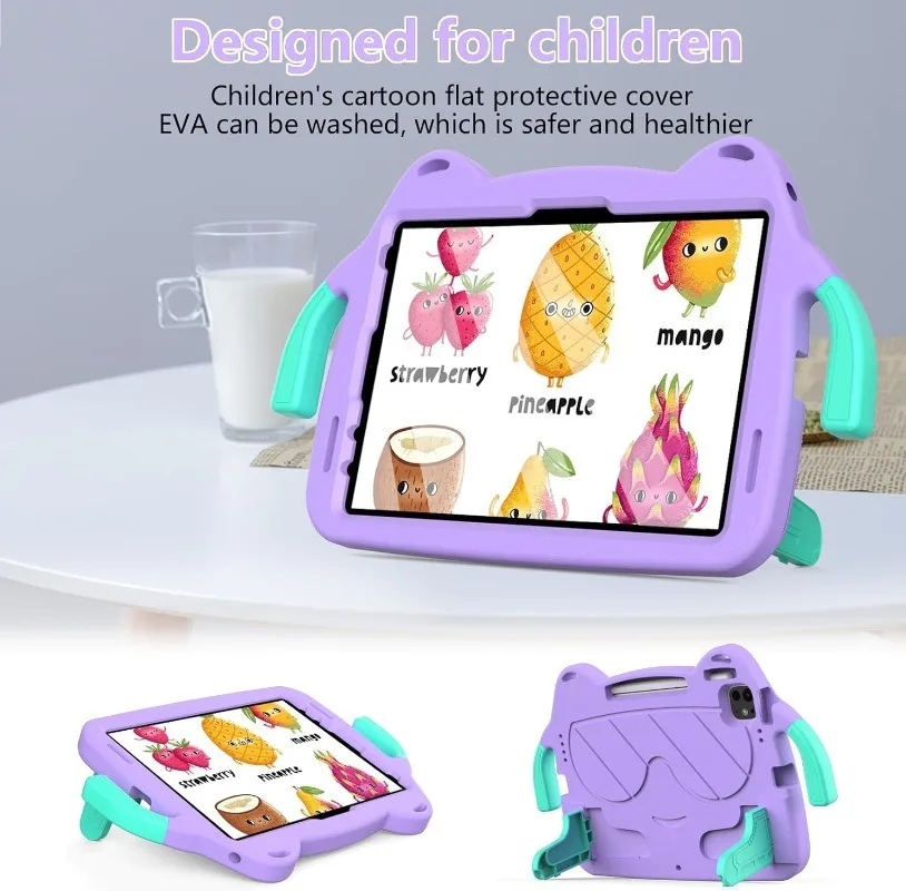 EVA Case for iPad Air 6 11 2024 Pro 11 10.5 Air 4 5 10.9 Handle Stand Kids Tablet Cover iPad 7 8th 9th 10th 11th 2025 Case+Strap