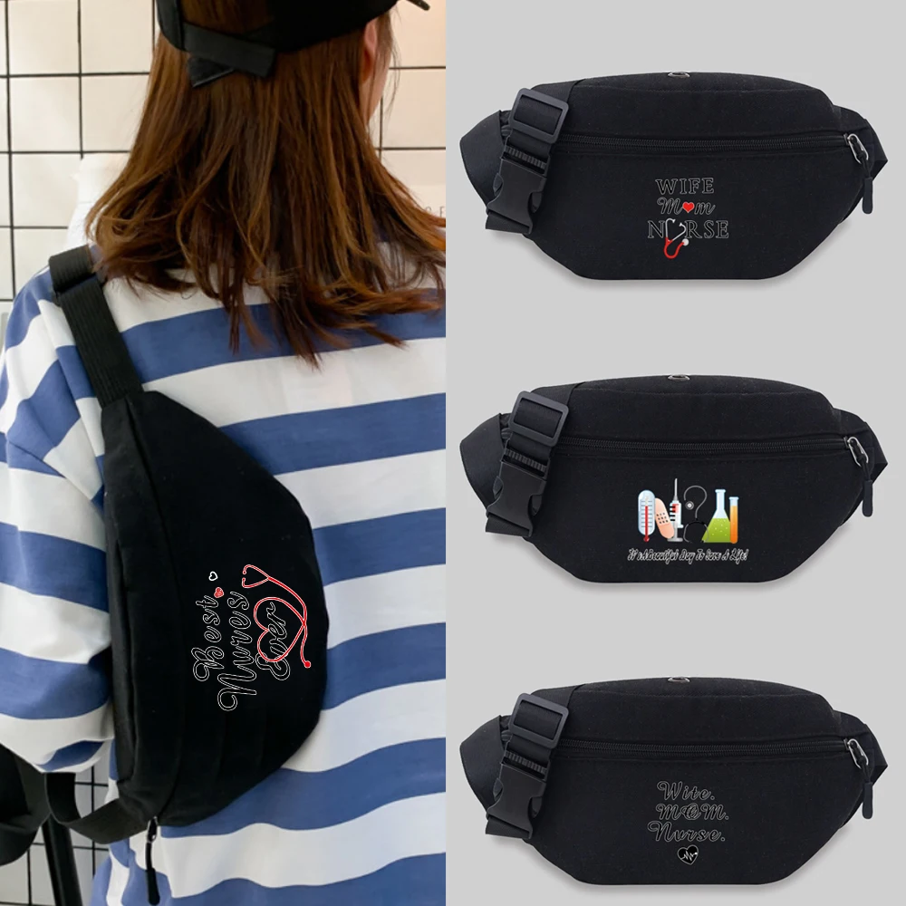 

2022 Popular Student Bum Bag Nurse Pattern Messenger Waist Bag Chest Bag Leisure Sports Canvas Fanny Pack Convenient