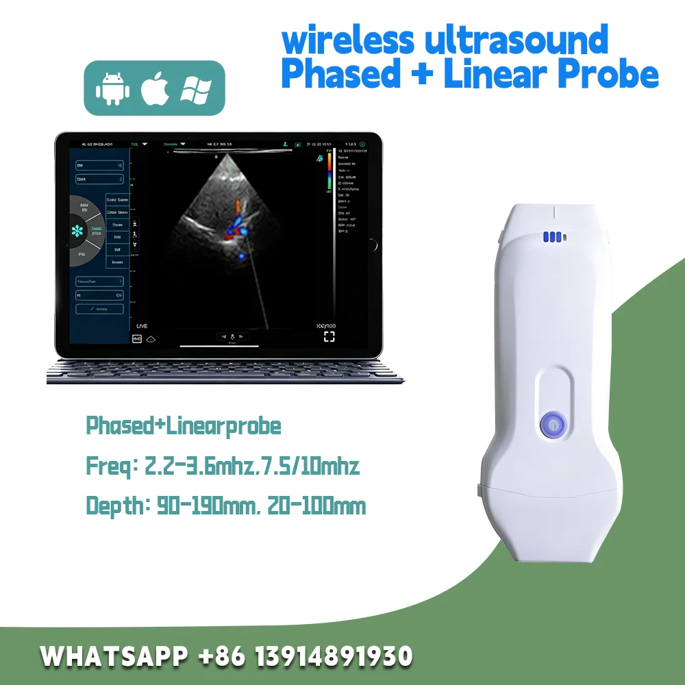 96 Elements 32 Channel Dual Frequency Ultrasound Probe Wireless WIFI Type Supports iOS Android Windows Multi-platform