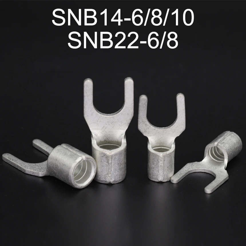 

SNB SNB14-6/8/10 SNB22-6/8 Copper U Y Fork Furcate Wire Cable Electrical Connector Lugs Spade Non-Insulated Crimping Terminal