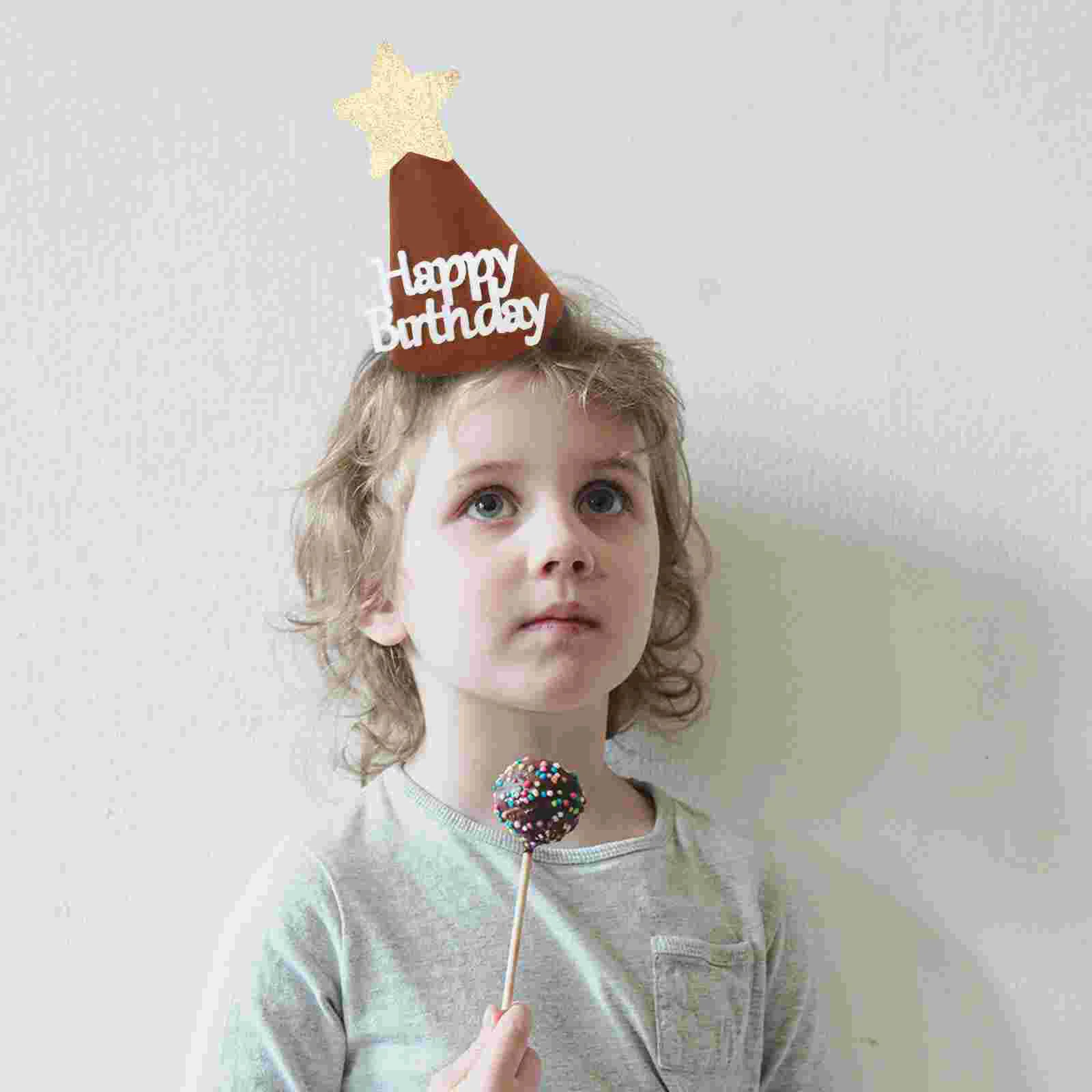 Birthday Hat Adorable Party Headdress Baby Filler Creative Cap Brown Props Child