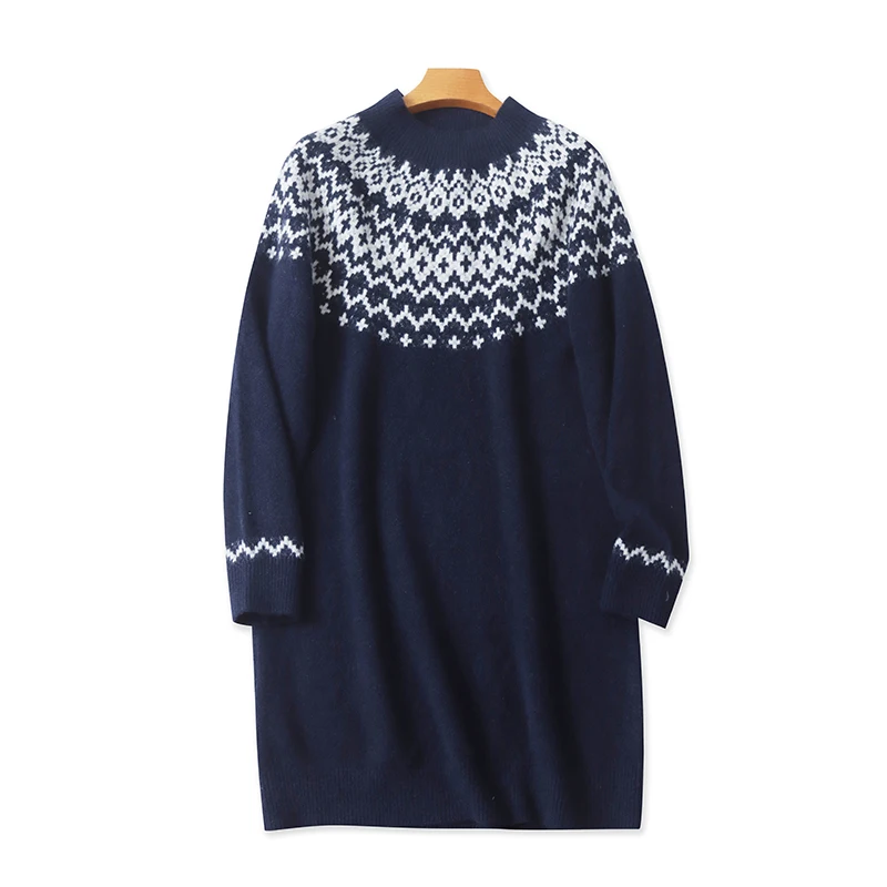 

Feildao Long Knitted Sweater round Ne Tassel Loose Slimming Middling Length Warmth Commuting Sle Winter Collection