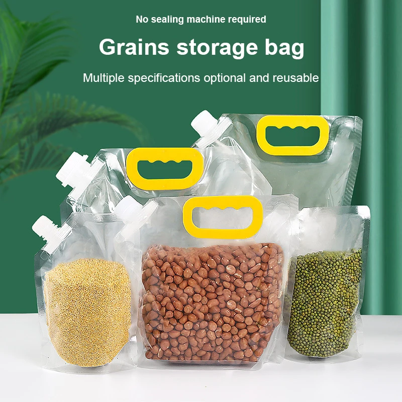 Grains Storage Packaging Bag Cereals Moisture Insect Proof Sealed Bag Thickened Portable Food Rice Bean Container Nozzle Bag