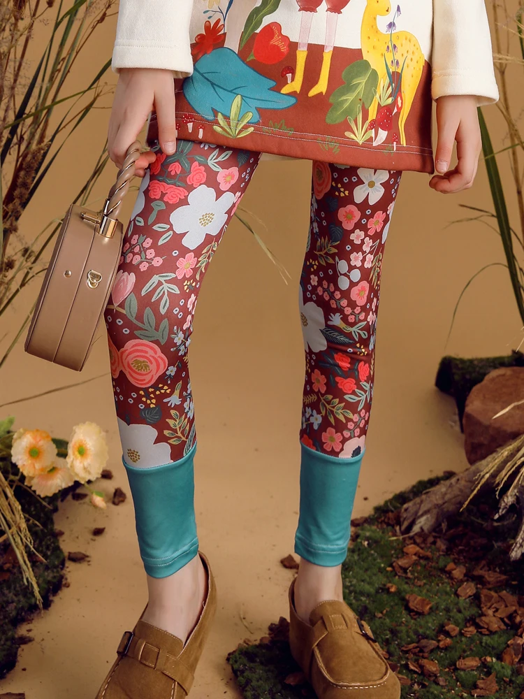 Floral Printed Girl Legging Chic Elastic Pant