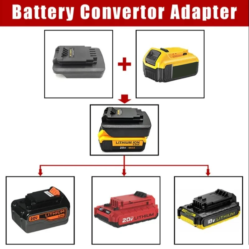 DW20BPS Battery Adapter For Dewalt 18v 20v Lithium Battery To For Black&Decker For Porter-Cable For Stanley 18V 20V Power Tool