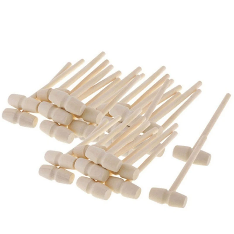 Mini marteau en bois massif, 60 pièces, pour le crabe et autres coquillages corrigés, mini maillet en bois massif, pour frapper la planète gâteau