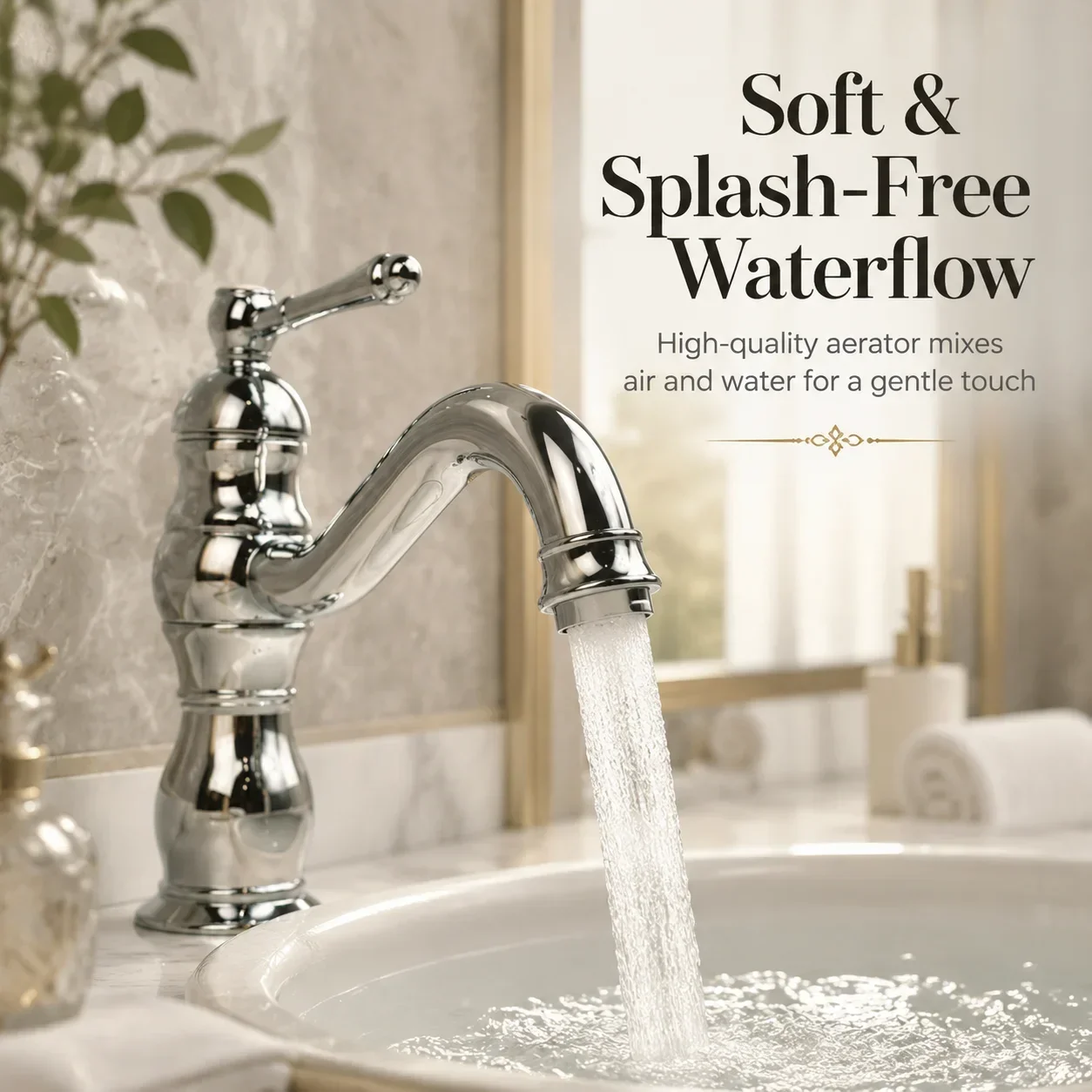 Retro European style bathroom basin faucet, zinc alloy stainless steel body, bright chrome plated single hole hot and cold