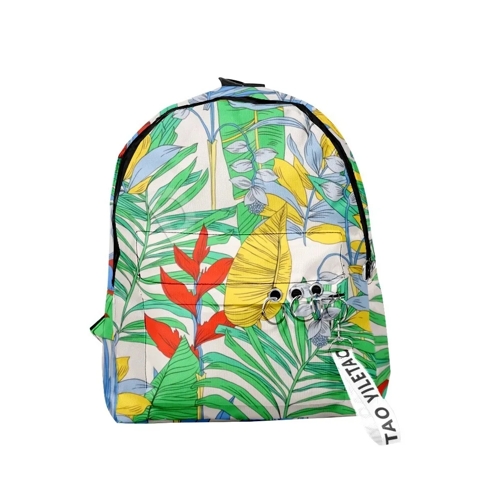 Mochilas escolares de hoja de arce creativas y juveniles a la moda, mochilas para Notebook con estampado 3D Oxford, llavero impermeable, bolsas de viaje pequeñas