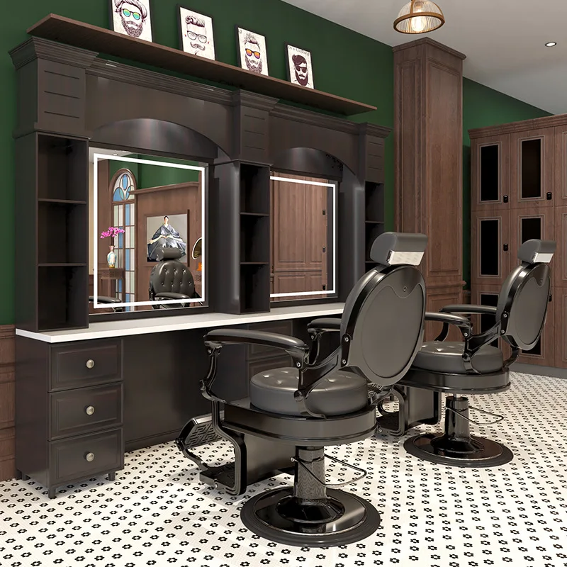 Espejo de barbería, espejo con cabeza de aceite.