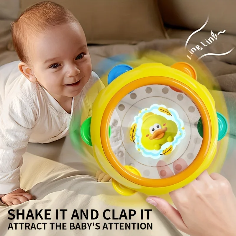 لعبة طبلة يدوية تهتز مناسبة للأطفال من سن 0 إلى 3 سنوات - مصممة بضفادع ملونة، تتميز بألوان زاهية وأصوات ممتعة #4