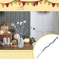 1pcs Halloween Yarn Eyeball Craft Black And White Twig Scary Eyeball Decor DIY Flower Arrangement Halloween Party Decorations