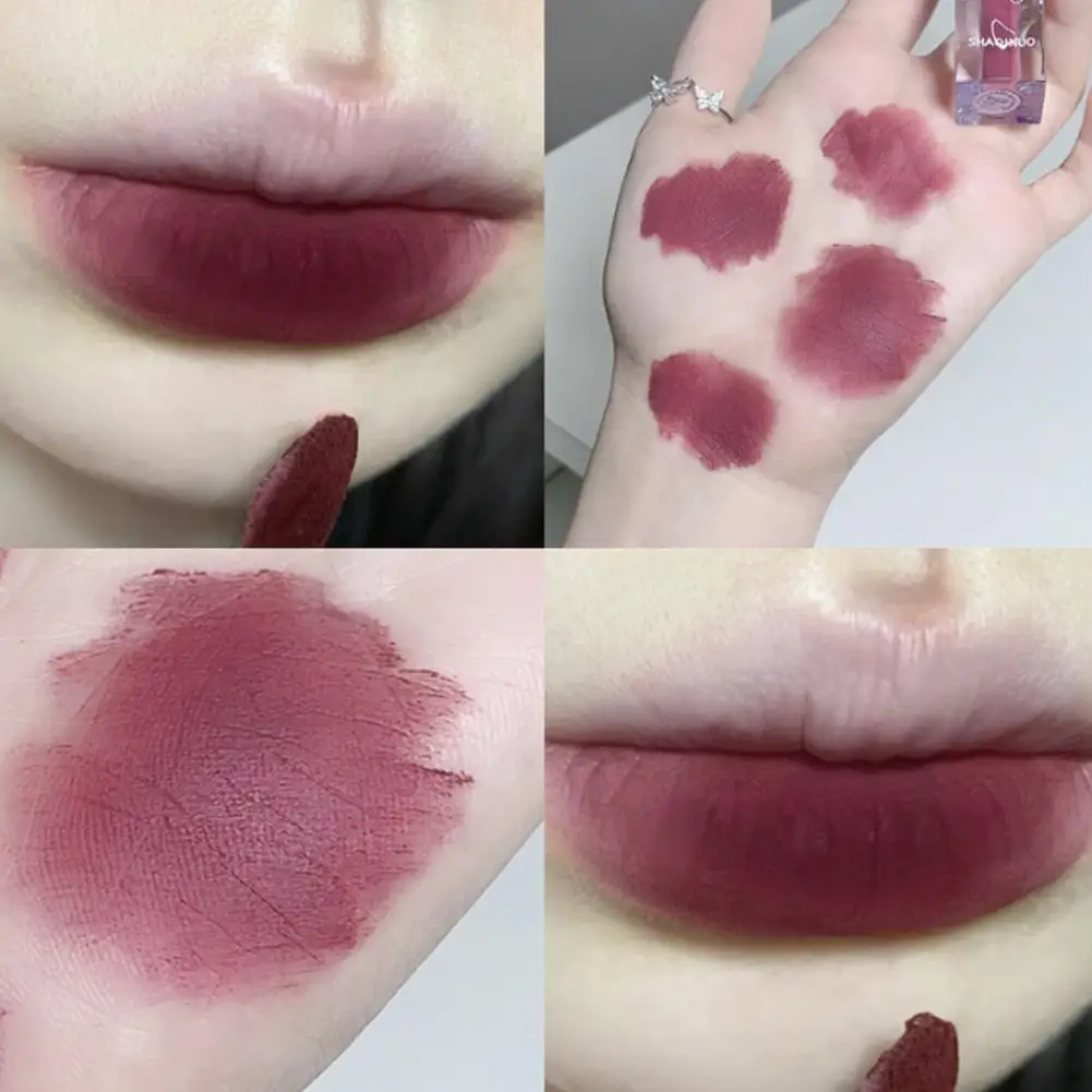 Velvet Matte Lip Glaze Peach Pink Liquid Lipstick Waterproof Gloss Lip Cup Mud Nude Sexy Red antiaderente Lip Lasting X6W0