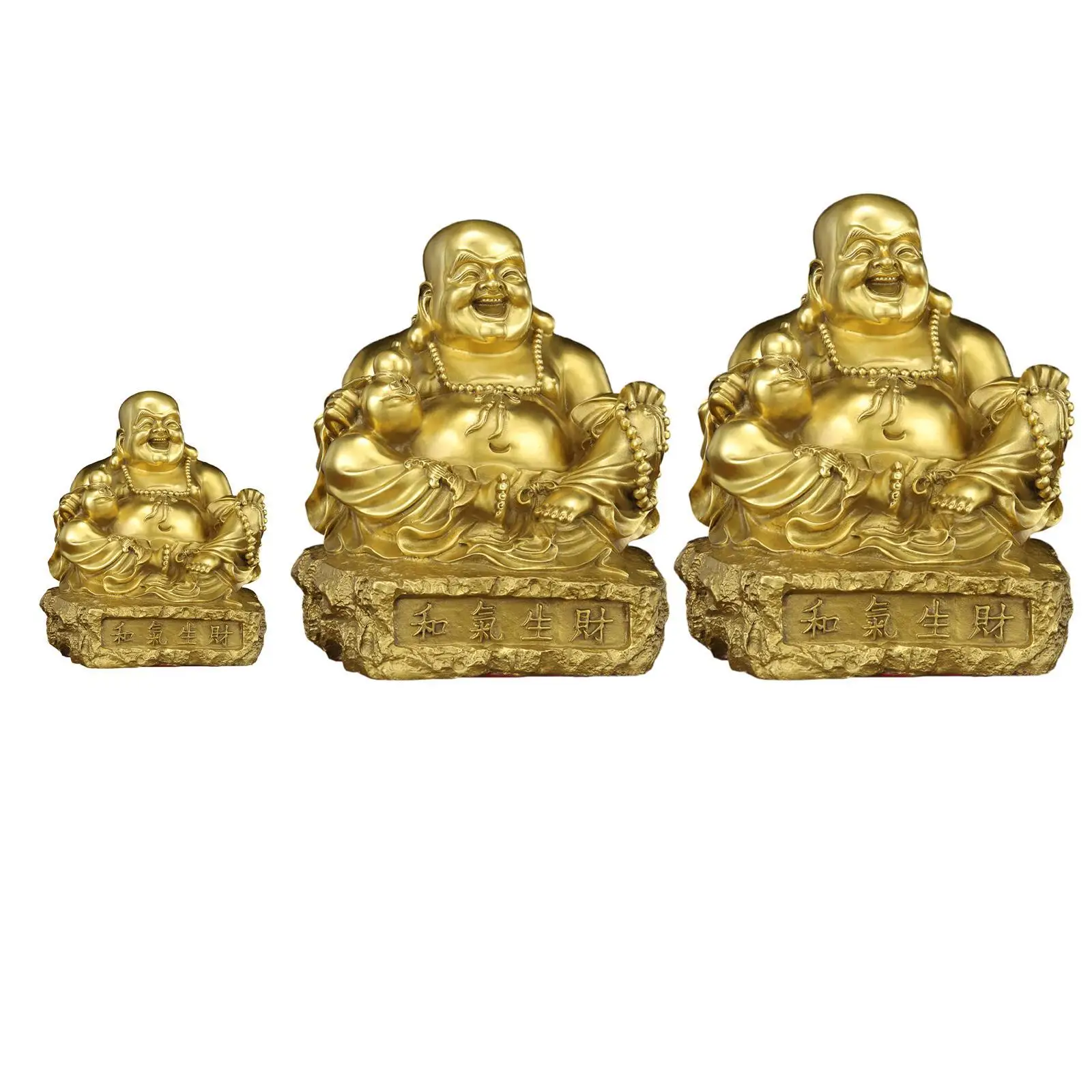 

Laughing Buddha Statue Ornament Home Decor Good Luck Cabinet Brass Figurine