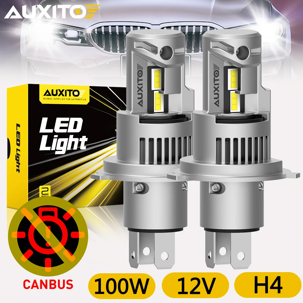 

2Pcs AUXITO 20000LM 100W LED H4 9003 HB2 Turbo Headlight Canbus Super White Ultra Powerful Automotivo Ampoule 12V No Error Bulbs