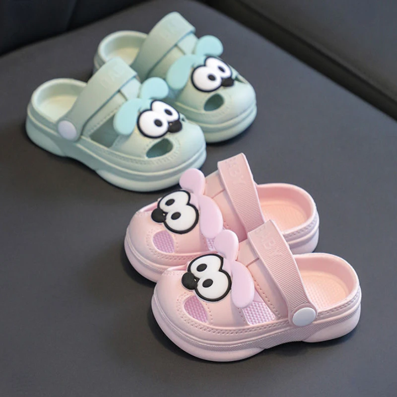 New 2024 Summer Children's Slippers Cute Cartoon Puppy Sandals for Boys Girls Flip Flops Non-Slip Toddler Kids Home Garden Shoes